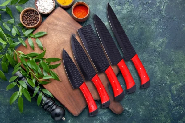 5 Pcs Handforged Damascus Chef Knife Set