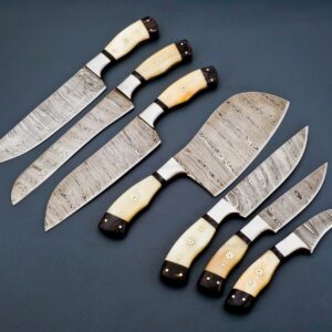 Handmade Damascus Chef Knife Set 8pcs