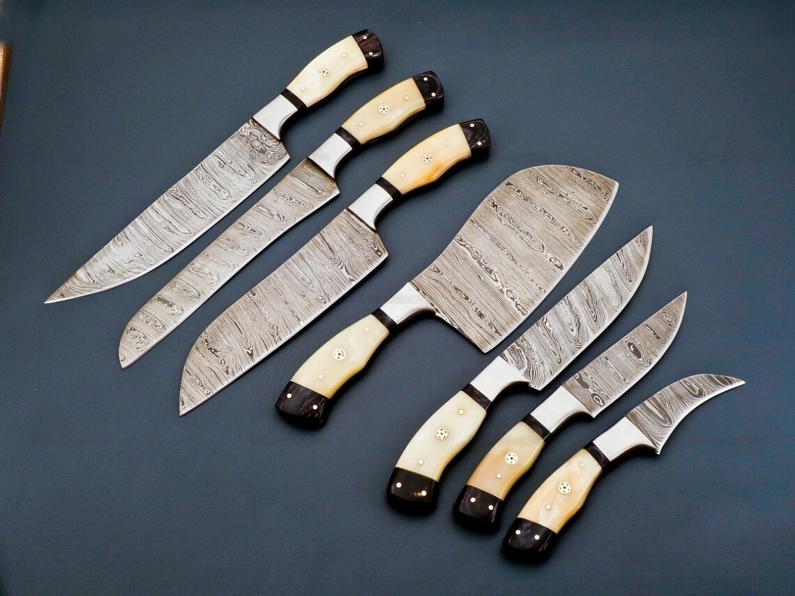 8Pcs Kitchen Knives Set Professional Damascus Pattern Chef Knives